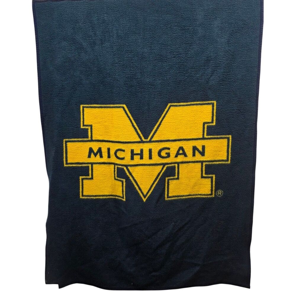 Michigan‎ Wolverines Biederlack Throw Blanket 53x72 NCAA USA Made Fleece Plush